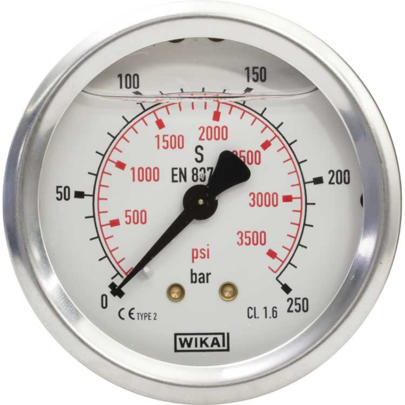 WIKA 213.53.63 Liquid Filled Pressure Gauge 200 PSI